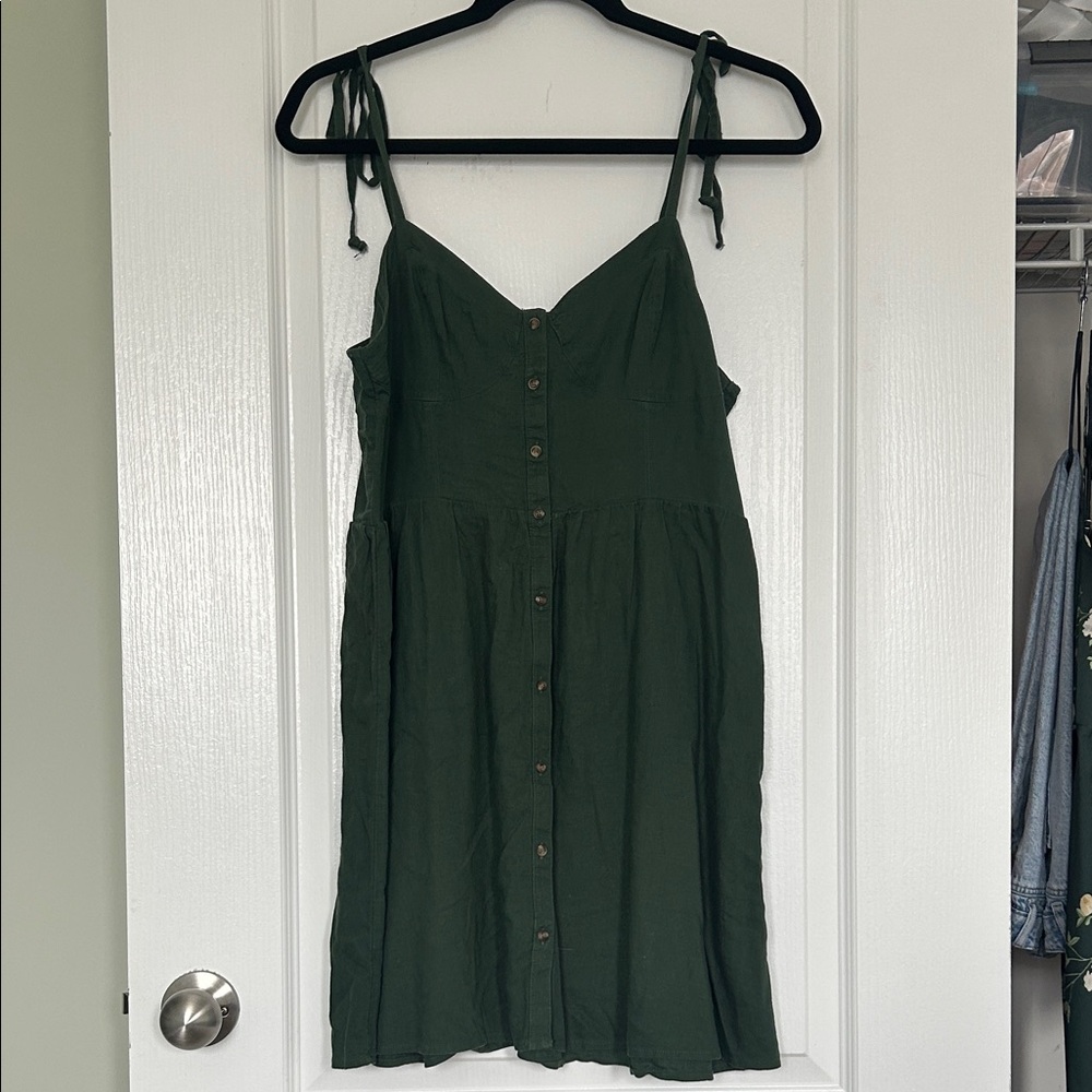Aerie Forest Green Mini Dress with Button Front